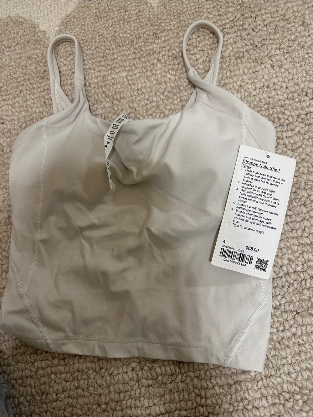lululemon athletica Strappy Nulu Shelf Tank - Light Cream